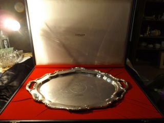 Very Large Sterling Silver Tray W Case Engraved/etched Reed Barton Hampton Court