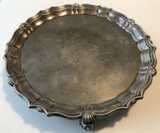 Antique Tiffany & Co London Sterling Footed Salver Tray By Hawksworth,  Eyre & Co