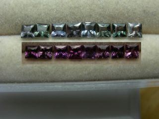 1.  53ct Parcel Rare Color Change Bekily Garnets Green To Purple 8 Princess Gems
