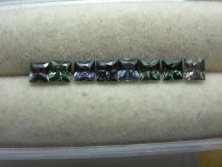 1.  53ct Parcel rare color change Bekily Garnets Green to Purple 8 Princess gems 2