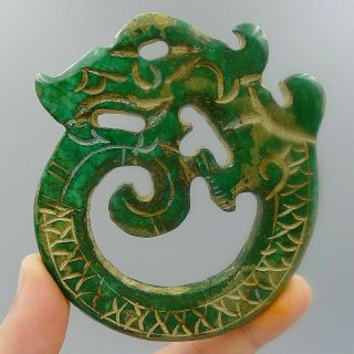 Green Pendant Crafts Charm Jadeite Hand Carved Chinese Natural Old Jade Plate