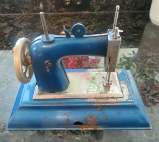 Vintage Blue 1950 ' s Casige Gesch.  M.  1470 Child ' s Toy Sewing Machine 3