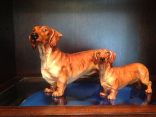 Rare Vintage Royal Doulton Dachshund Standing Dogs Hn 1139 Hn 1140