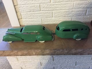 Antique 1938 Wyandotte Pressed Steel Lasalle Sedan Air Stream Camper Trailer Toy