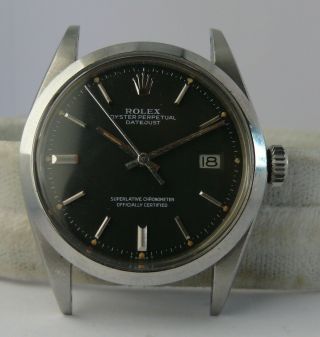 1970s 1970 Vintage Rolex Oyster Automatic Men Watch Datejust Ref 1600 Black Dial