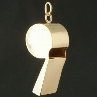 Large Solid 14k Yellow Gold,  Realistic 3d Whistle,  Estate Pendant