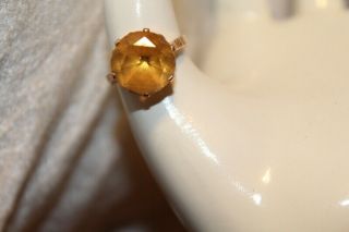 Vintage 14k Gold Ring With Large Citrine Stone Size 7 Wt.  4 Gr 14 Mm Acrossstone