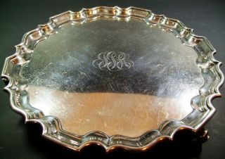 Large Bailey Banks & Biddle Sterling Silver Chippendale Footed Tray 26ozt [8198] 5