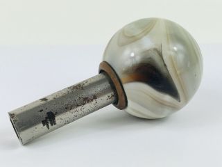 Vintage Akro Agate Auto Gear Shift Knob Glass Ball Marble ORANGE Swirl,  Rat Rod 3