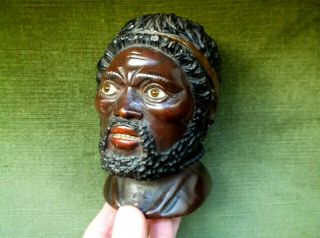Fine & Rare Antique Blackamoor Nubian Carved Man 