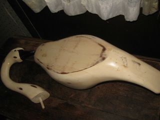 Swan Duck Wood Decoy Signed Sculpture Hand Carved Vintage 6