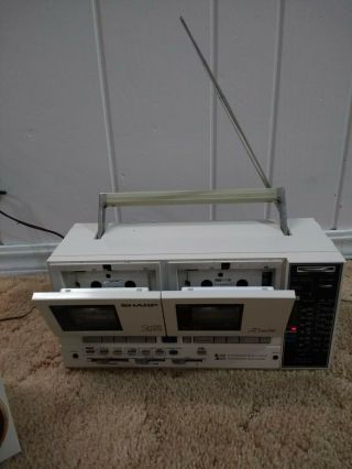 Vintage Sharp QT - 88ZW Radio Double Cassette Player AM FM of 1980 ' s well 12