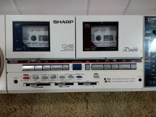 Vintage Sharp QT - 88ZW Radio Double Cassette Player AM FM of 1980 ' s well 2