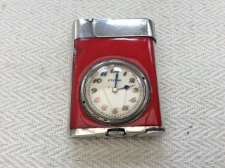 Eterna Watch Lighter - Red Enamel - 935 Silver C 1930’s Rare