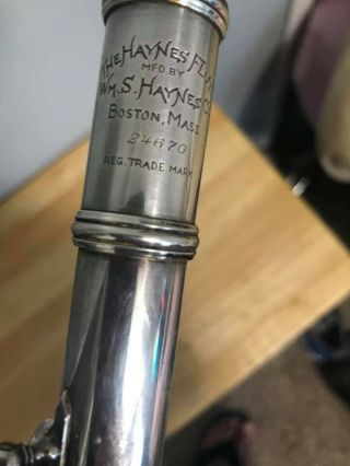 Vintage 1955 William S.  Haynes Co.  Solid Silver French Model Flute 6