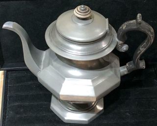 Large Antique American Pewter Teapot,  Unmarked,  c.  1850 2