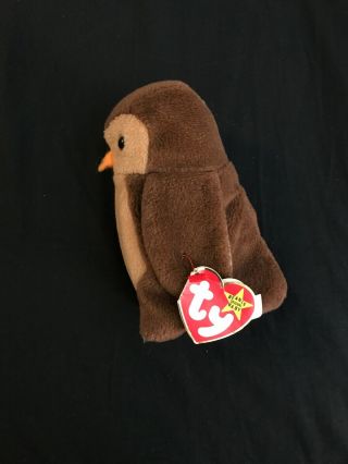 RARE RETIRED TY BEANIE BABY HOOT WITH TAG ERRORS & PVC PELLETS 1995 3