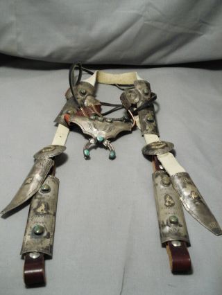 Very Important Vintage Navajo Turquoise Sterling Silver Horse Bridle Headtsall