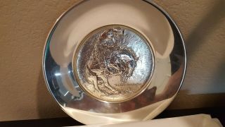 Sterling Silver 22 Oz Frederic Remington Bronc & Rattle Snake Plate