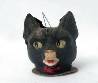 Antique Halloween Black Cat Lantern Paper Mache Circa 1910