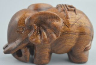China Collectable Handwork Old Boxwood Carve Wealthy Elephant Auspicious Statue