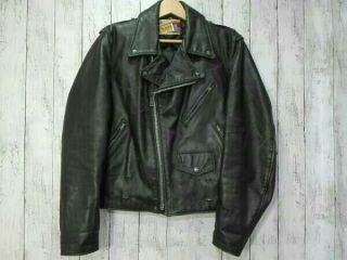 Vintage Schott Perfecto Black Leather Biker Motorcycle Jacket Usa Size42 957q