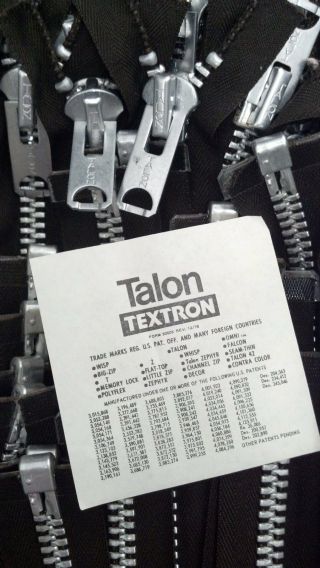 100zippers Vtg Talon 10jacket - Separating/22.  5 " Metal Aluminum/seal (blk - Brn) Cotton