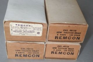 4 - Vintage Nos Remcon R115 15 Amp 120 Volts Low Voltage Relay Switching Device