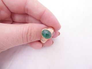 14ct Gold Ring,  2ct Emerald Diamond Gypsy Set Ring Antique 14k 585