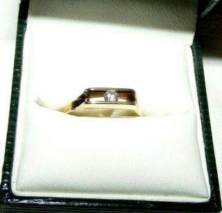 Vintage 14 Carat 14k Gold Diamond Slider Sliding Ring Size M Novelty