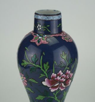 Antique Japanese Chinese? Porcelain Famille Rose Powder Blue Glaze Vase 3