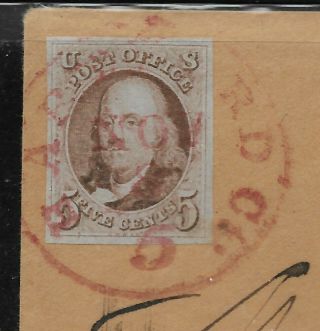 US 5c 1847 Rare Magenta CDS Pointing Hand Cover 2