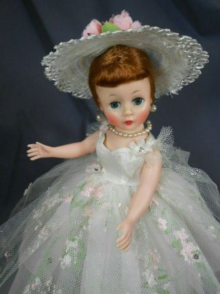 Vintage 1958 Madame Alexander CISSETTE Bridesmaid 852 Painted Flower Gown 5