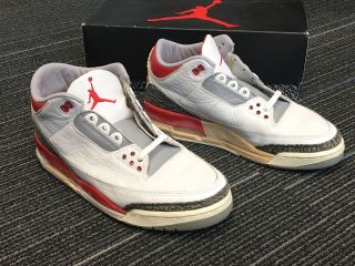 1988 Nike Air Jordan 3 Fire Red Shoes Vintage Og Iii 88 Box Not Retro