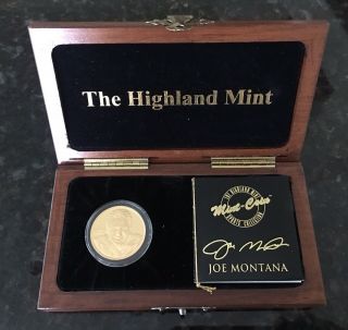 Joe Montana 1 Ounce Solid Pure Gold Coin Hof Highland Rare Sf