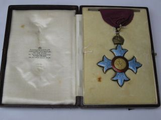 Rare Ww1 Cbe Sterling Silver/guilloche Enamel Medal With Case Garrards Of London