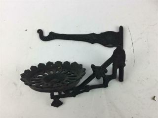 Antique Cast Iron Wall Mount Oil Lamp Holder & Swivel Plant Hook