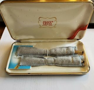 Vintage Cross 14 K Gold Pen And Pencil Set Box & Case