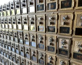 95 Total - Vintage Brass Post Office Box Door Front Combination Type