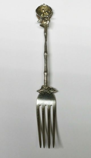 Antique 1865 Gorham Clark & Biddle Sterling Silver Bird Nest Fork 6 1/4 "