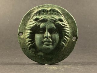 Ancient Roman Casket Mount Face Of Goddess Diana Very Rare - Circa 100 - 300ad