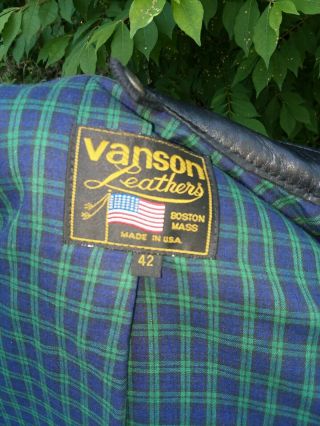 Vintage Vanson Cafe Racer Leather Motorcycle Jacket Size 42 mens Boston Mass. 7