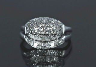 $5,  500 Vintage 14k White Gold Round 0.  90ct Single Cut Diamond Ring Wedding Band