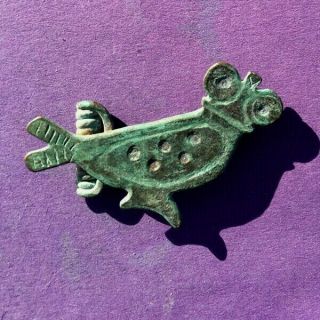 4x Roman Bronze Brooch - Fibula Of Night - Bird (owl) 33mm 4.  9g