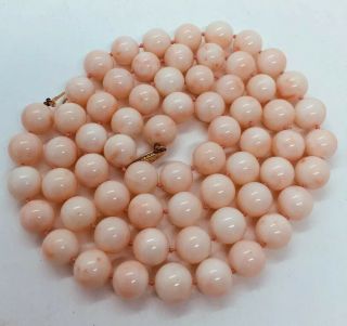 Vintage Angel Skin Coral Large Beaded Necklace 12mm 35”
