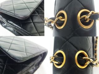 100 Auth CHANEL Vintage Flap Bag Chain 2.  55 Black Gold Classic Quilted 25cm 7