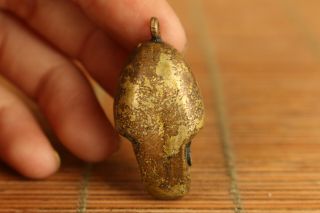 Asian old copper hand carved skull head Statue figure pendant noble gift 4