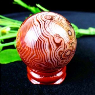 71g Brown Madagascar Crazy Lace Silk Banded Agate Tumbled Ball 37mm Aw15525
