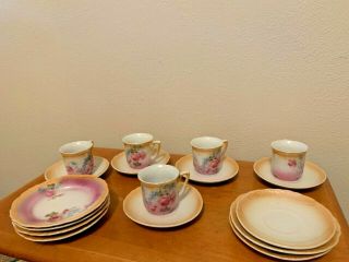 Vtg Antique Childrens Porcelain Ceramic Tea Cups Plates Dishes Silesia Germany