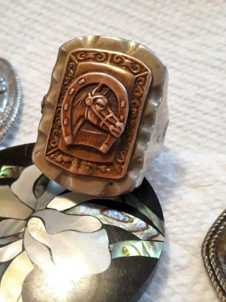 Vintage Mexican Bikers ring 1940s to 1950s Horseshoe Horse.  Rare. 4